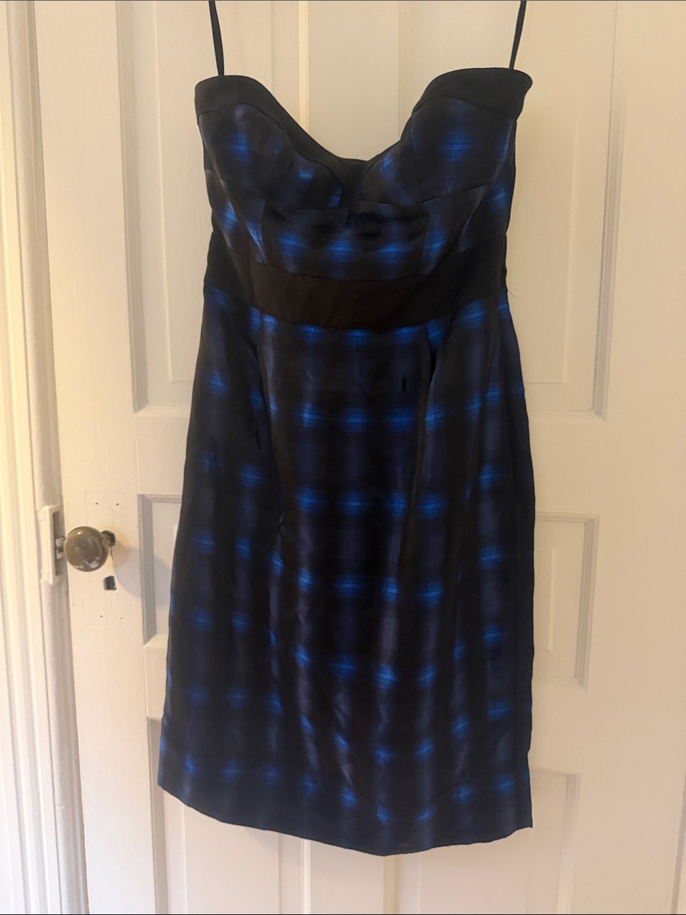 Diane Von Furstenberg Strapless Black Dress with Blue Accents